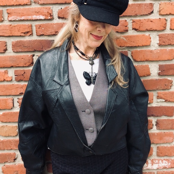 Vintage Leather Jacket w/Dolman Sleeves M/L - Picture 2 of 5